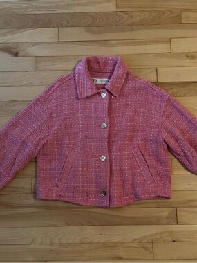 Zara Pink Tweed Cropped Jacket